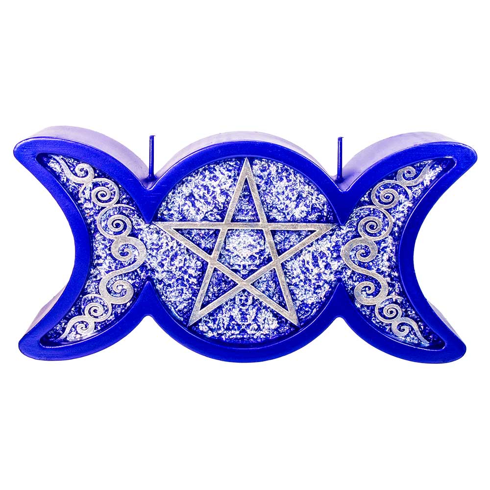 Intention Candle - Triple Moon Pentacle Purple & Silver Each