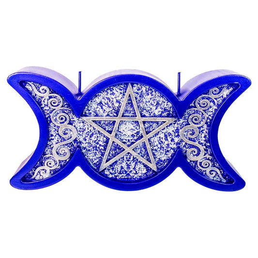 Intention Candle - Triple Moon Pentacle Purple & Silver Each