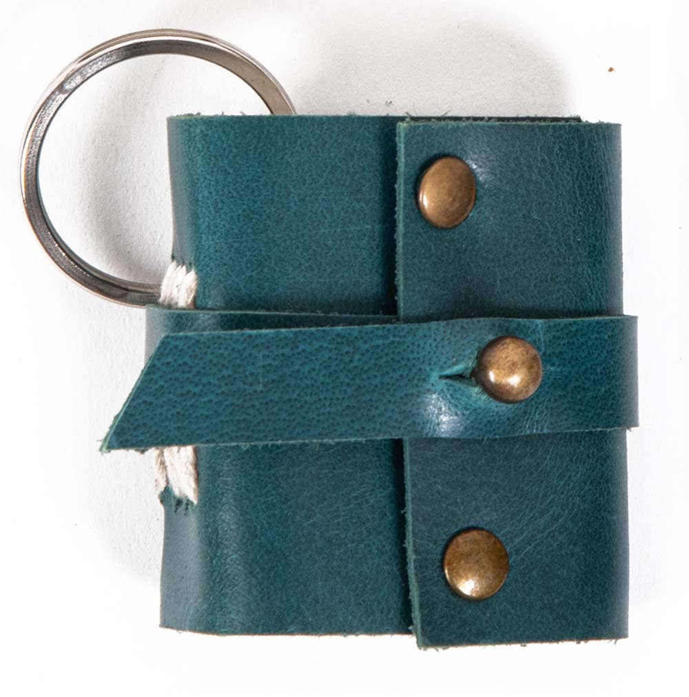 Miniature Leather Journal Keychain - Handmade Pocket Diary