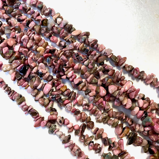 Rhodonite Chip Beads 32"