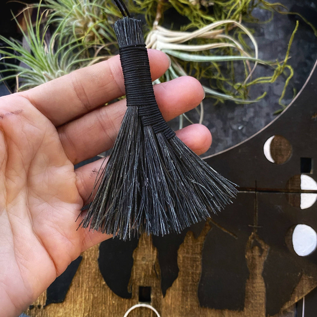 Miniature Besom & Hand Broom | 3–5" Tampico | Altar Tool or Ornament