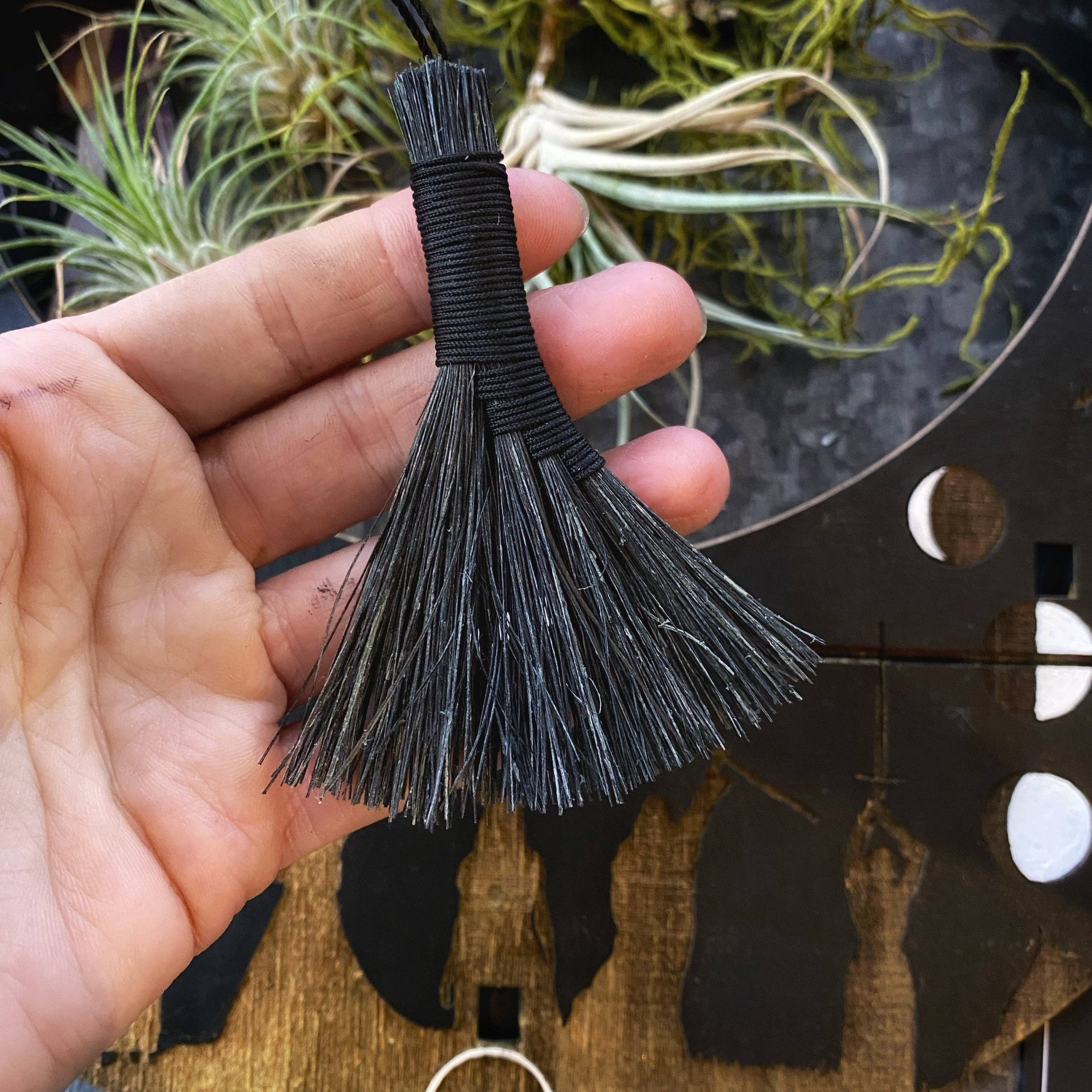 Miniature Besom & Hand Broom | 3–5" Tampico | Altar Tool or Ornament
