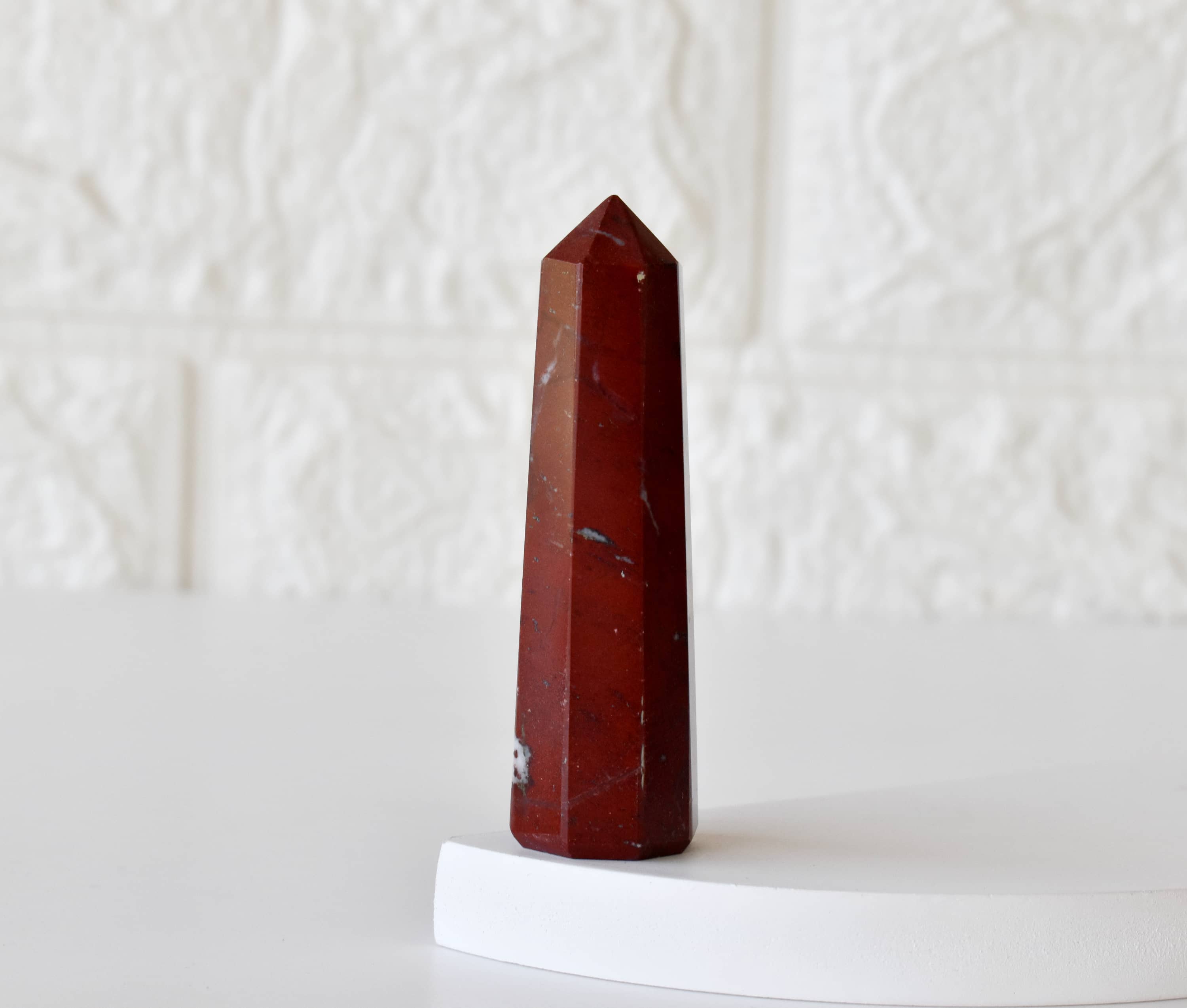 Red Jasper Crystal Tower | Healing Obelisk Point | Natural Gemstone Tower