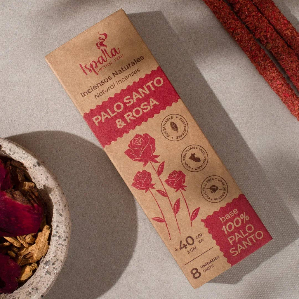 Ispalla Palo Santo & Rose Natural Incense | 8 Sticks | Made in Peru