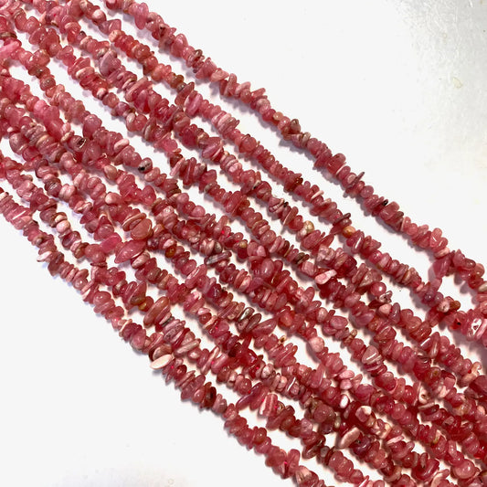 Rhodochrosite Chip Beads 16"