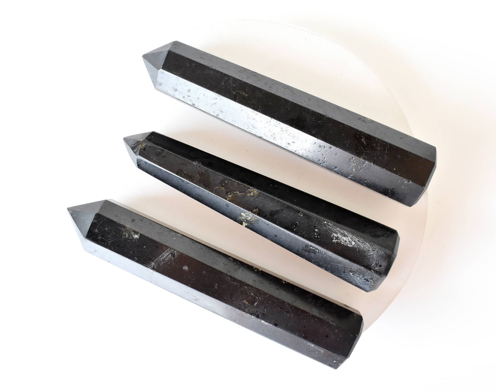 Black Tourmaline Crystal Tower | Healing Obelisk Point | Natural Gemstone Tower