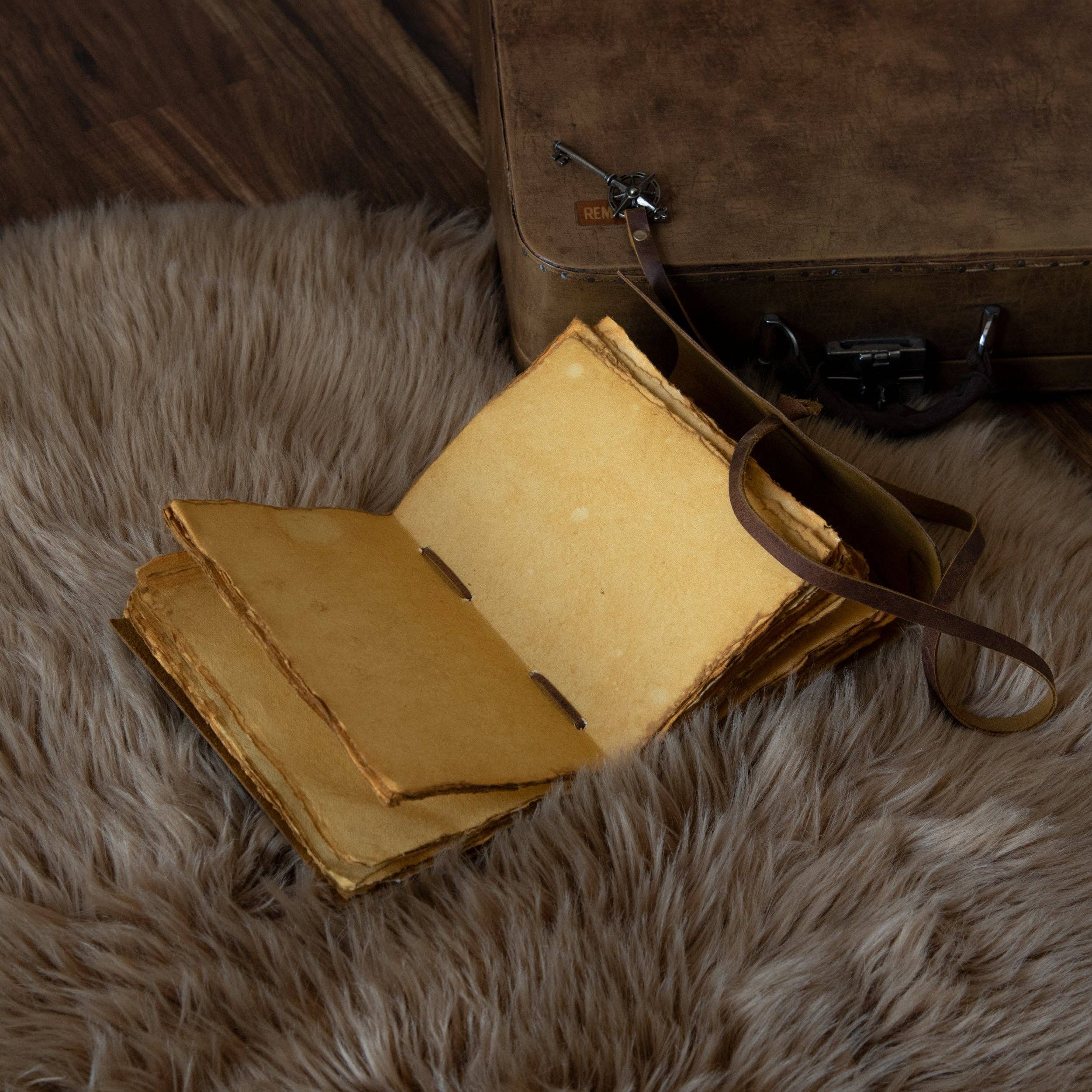 Vintage Leather Bound Diary with Key