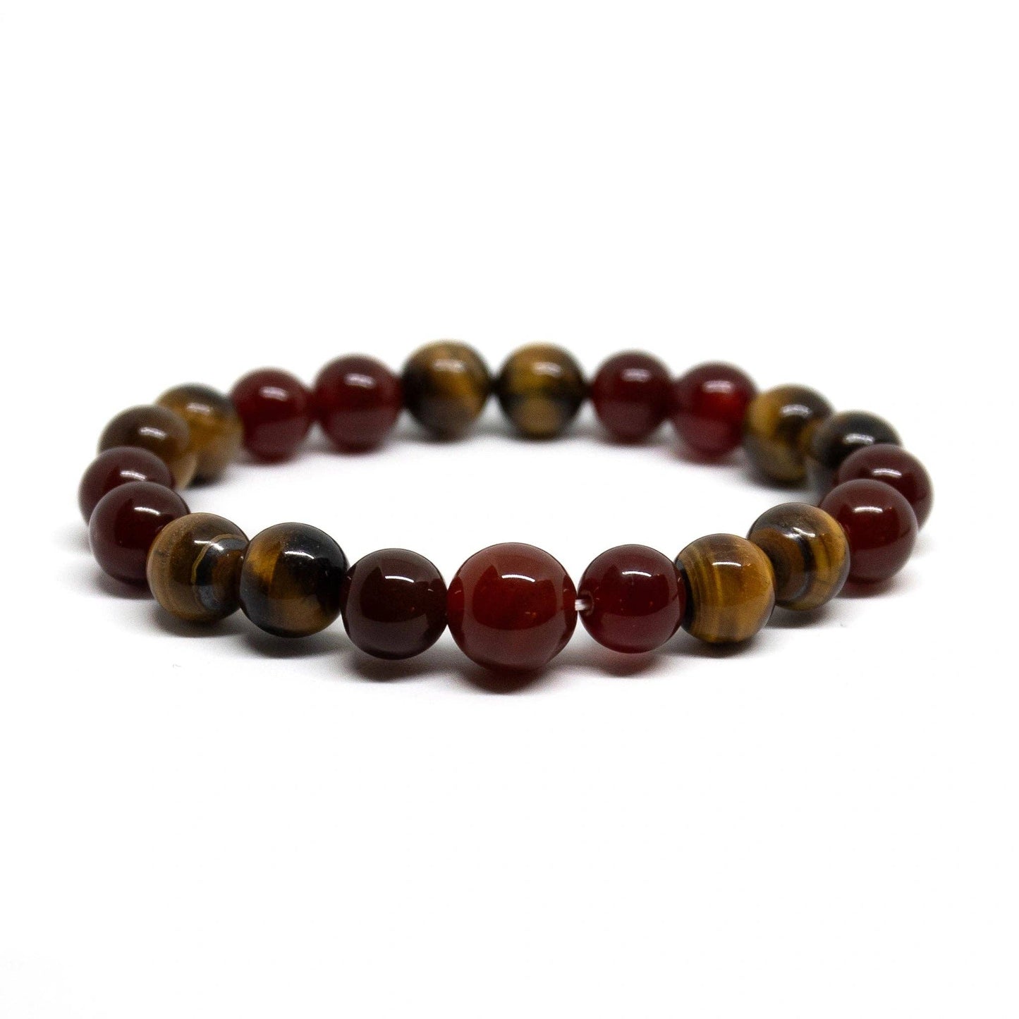 Large Size Carnelian & Tiger Eye Bracelet Wrist Mala 10mm