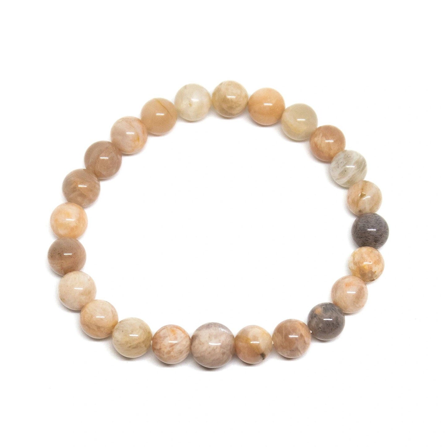 Peach Moonstone  Beaded Bracelet - Wrist Mala - 8mm