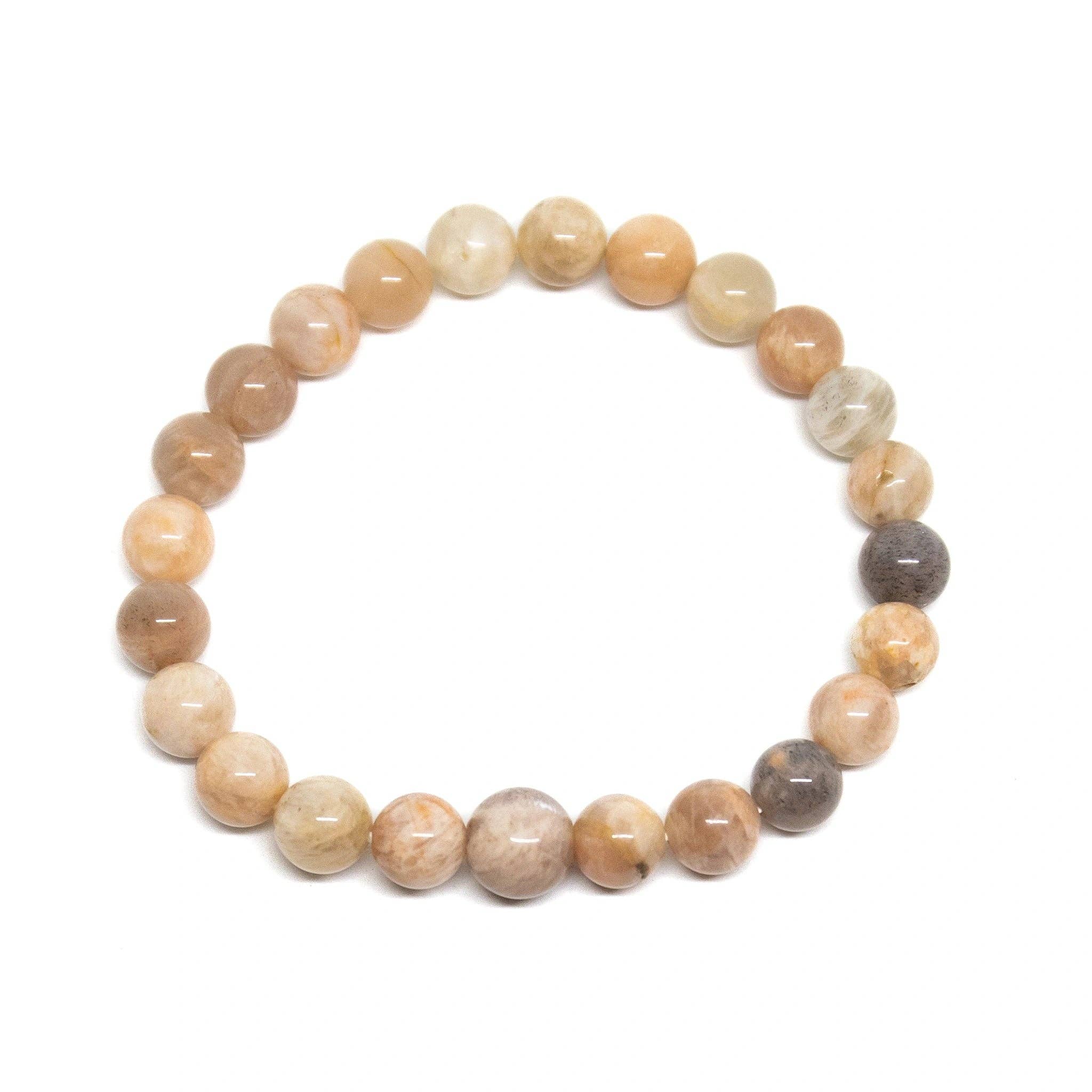 Peach Moonstone Bracelet - Emotional Balance Wrist Mala 8mm