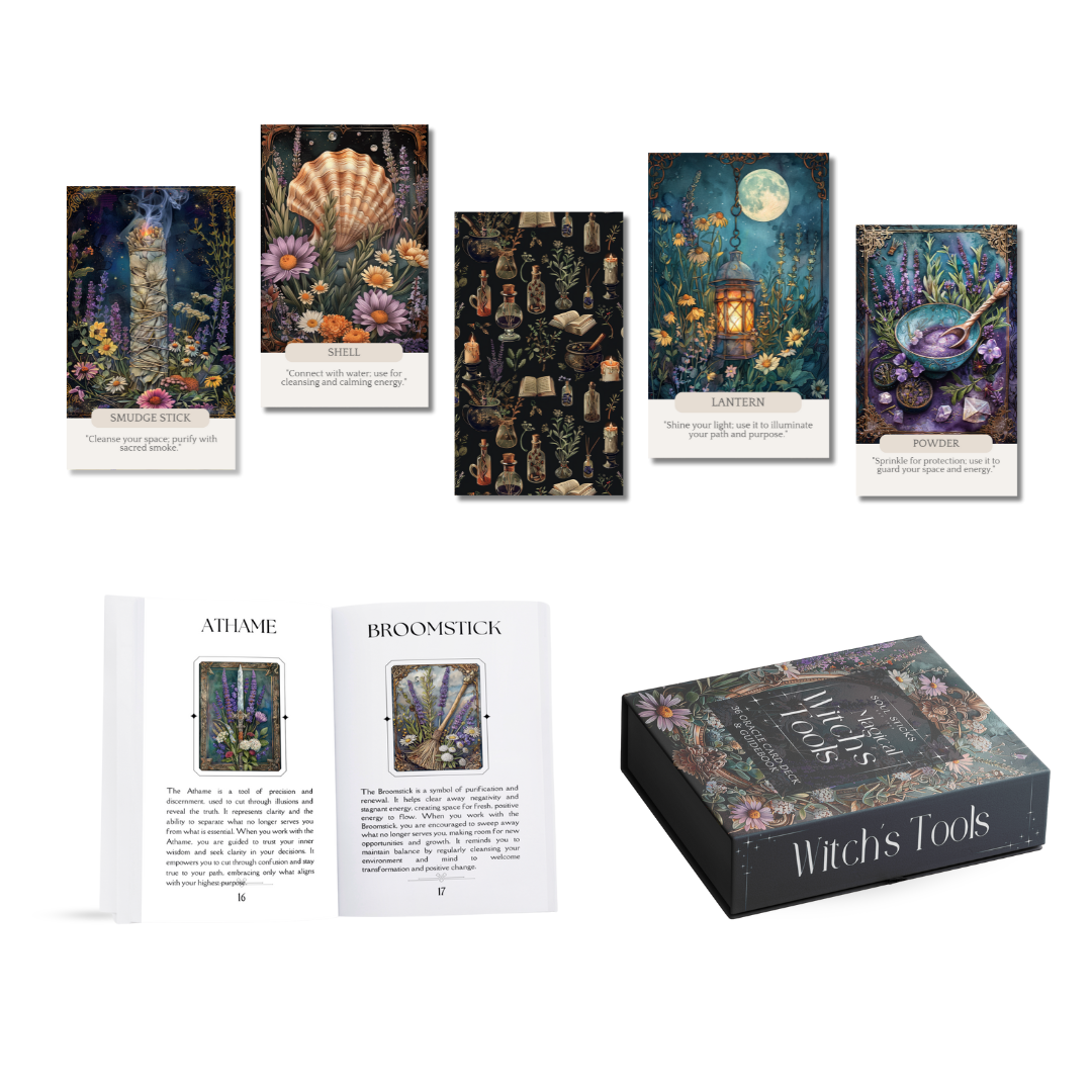 Magical Witch's Tools Oracle Card Deck & Guidebook