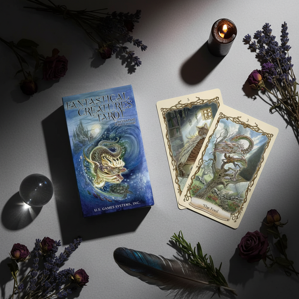 Fantastical Creatures Tarot Flat Lay