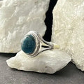 Blue Apatite Ring V-Band w/ Knot Size 7