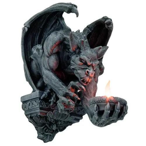 Gargoyle Wall Candleholder | Gothic Winged Gargoyle Candle Sconce