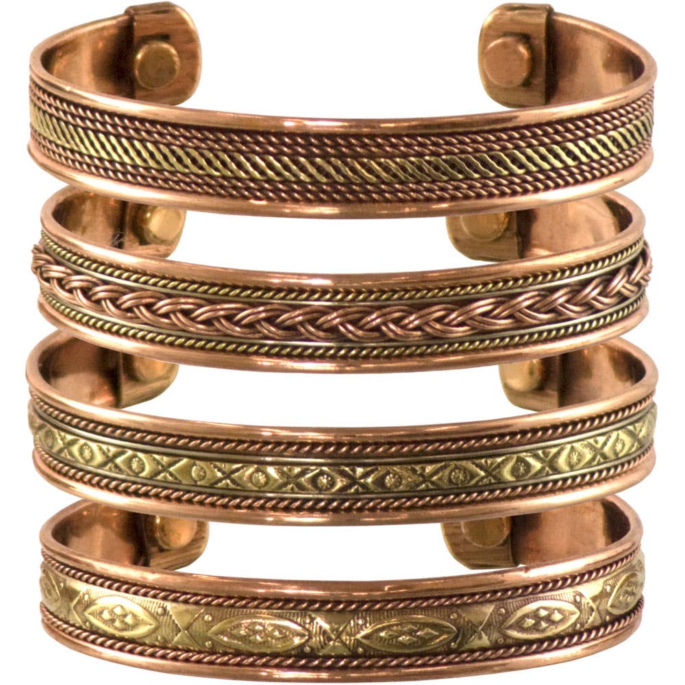 Tibetan Copper Bracelet - Magnetic India Pattern
