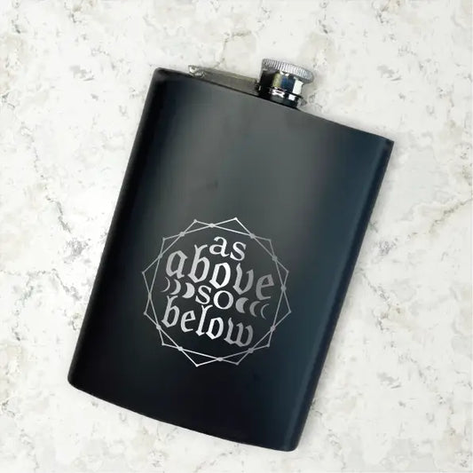 8 oz Stainless Steel As Above Engraved Flask
