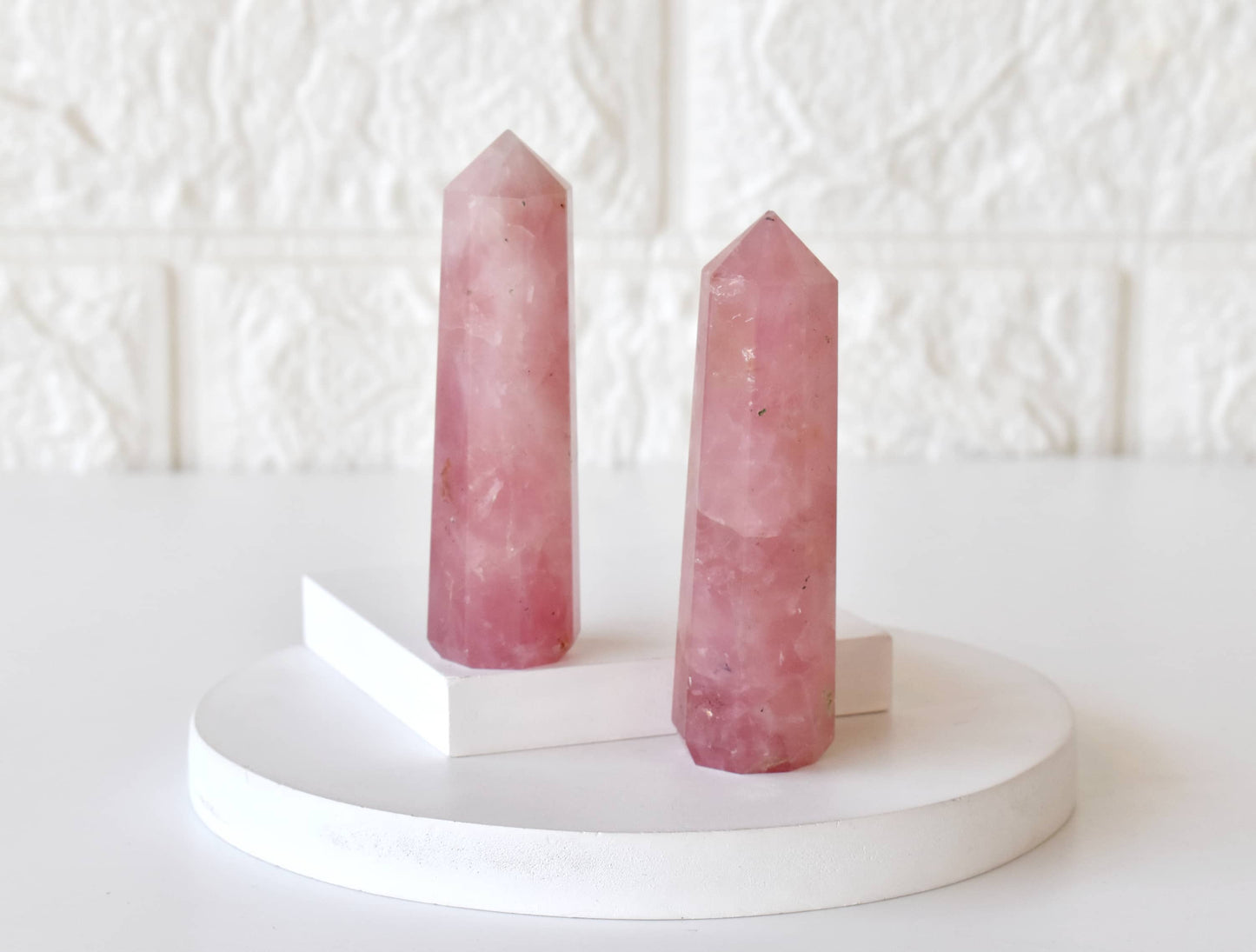 Rose Quartz Crystal Tower | Healing Obelisk Point | Natural Gemstone Tower