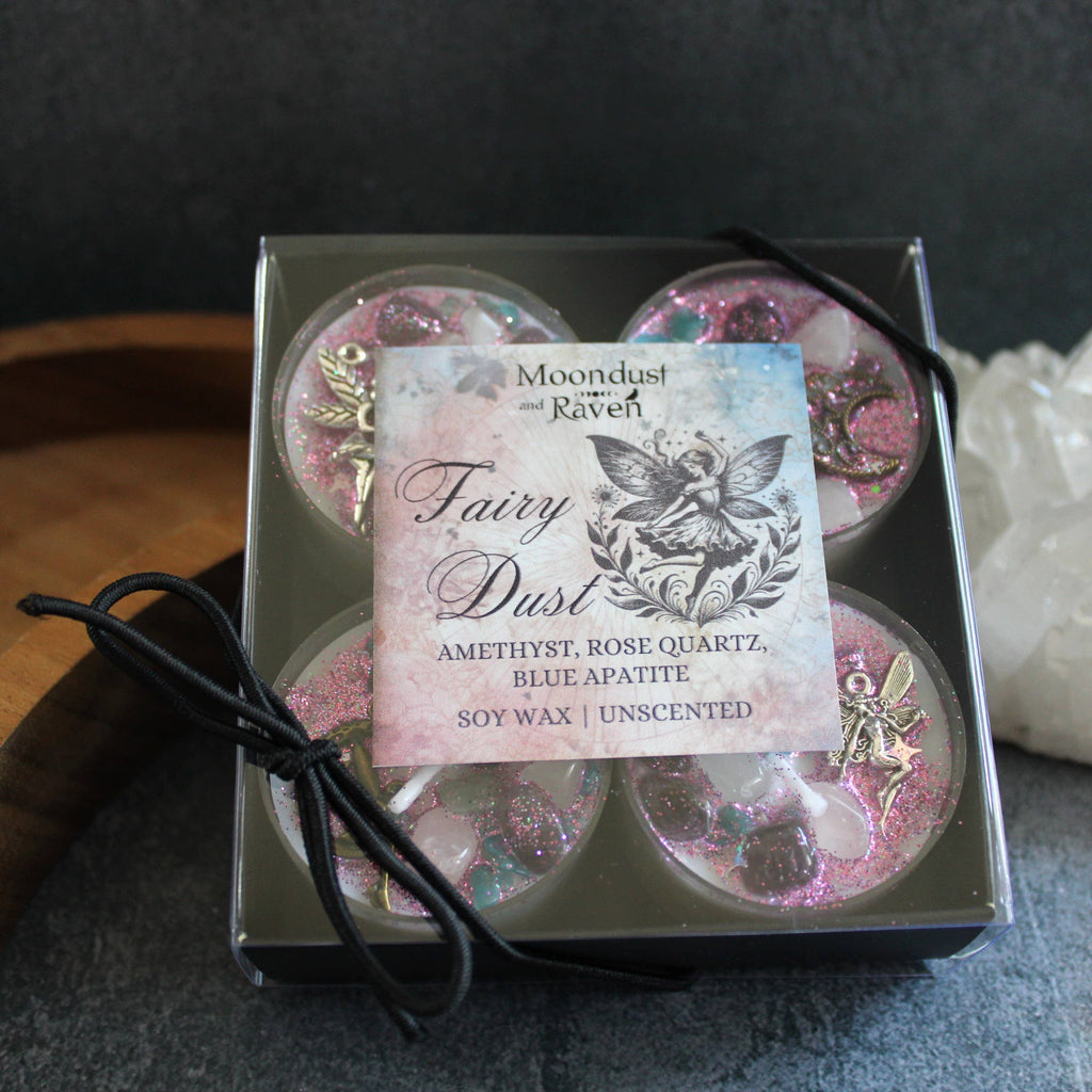 Fairy Dust Tealight Crystal Candles, Ritual Candles