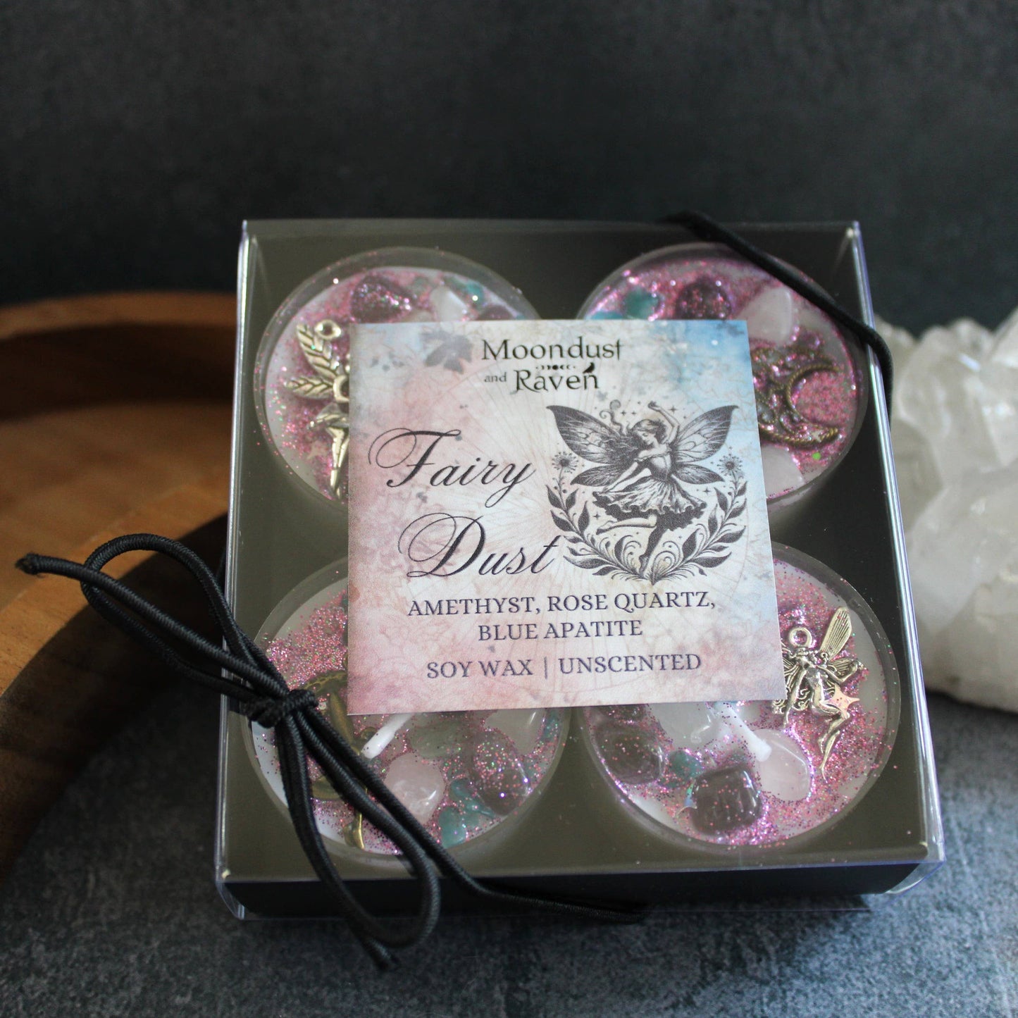 Fairy Dust Tealight Crystal Candles, Ritual Candles