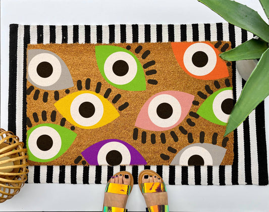 Evil Eyes Coir Doormat