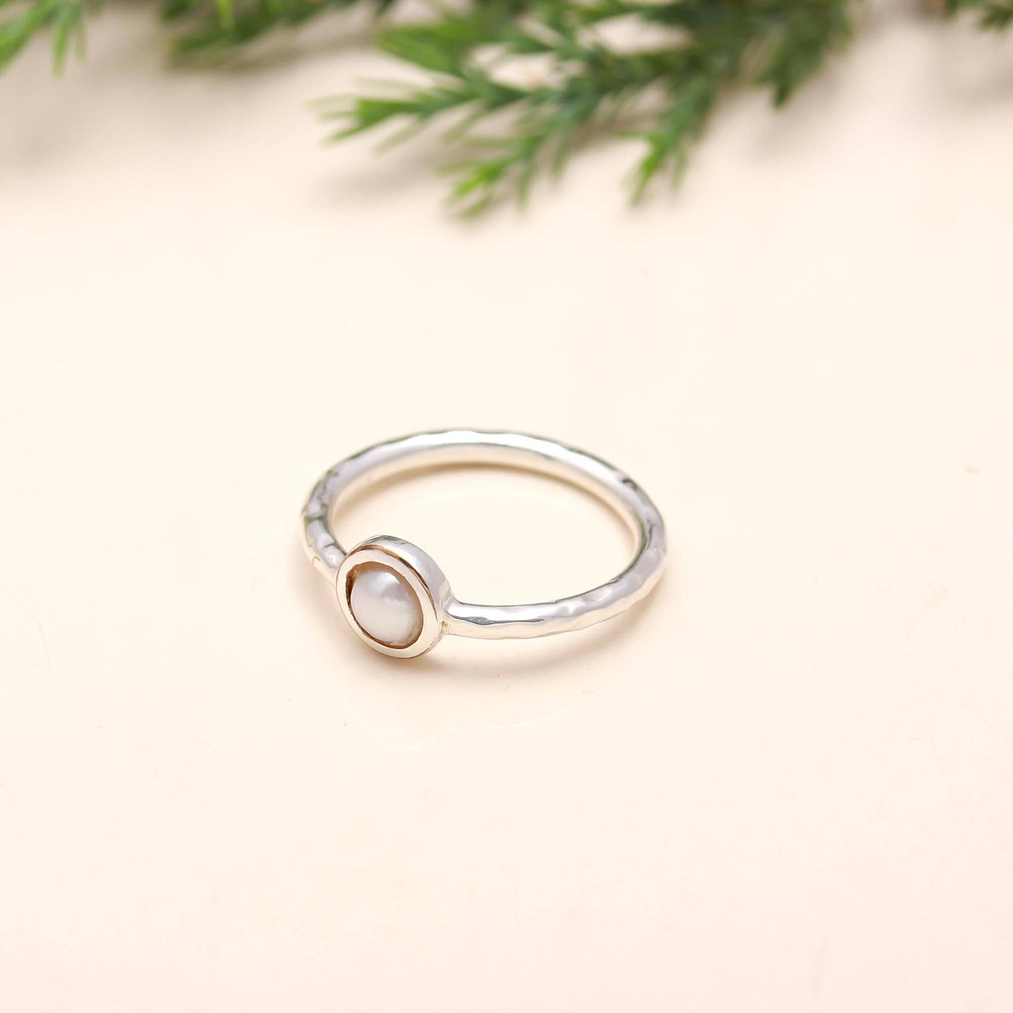 Sterling Silver Pearl Ring - 925 Silver Size 5