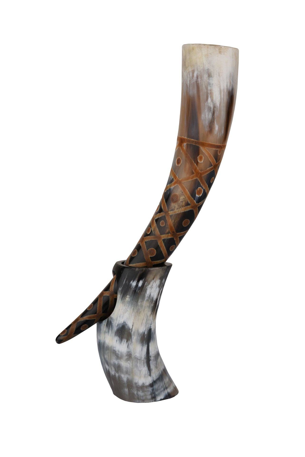 Real Viking Drinking Horn with Stand Cups Vessels, 14"