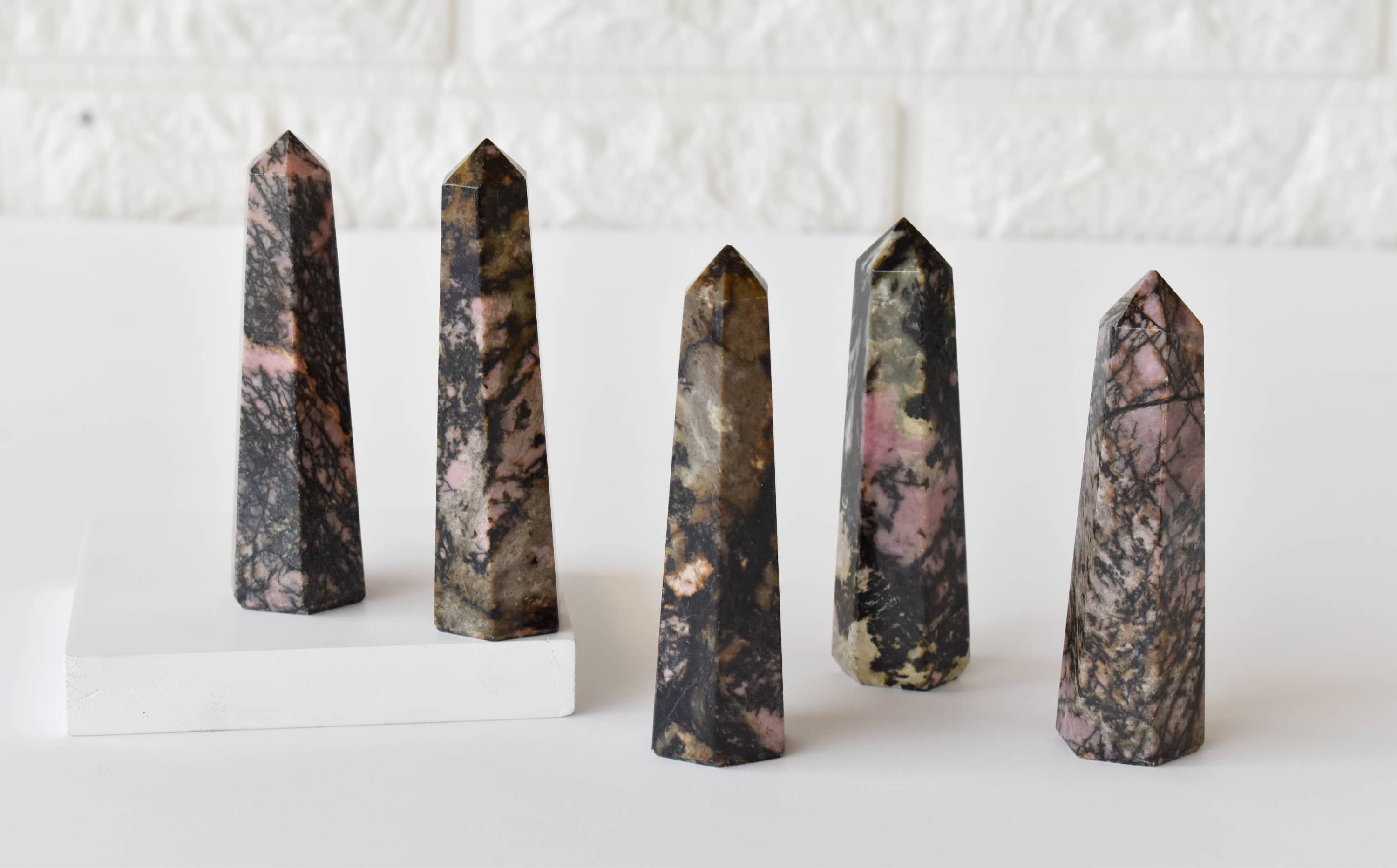Rhodonite Crystal Tower | Healing Obelisk Point | Natural Gemstone Tower
