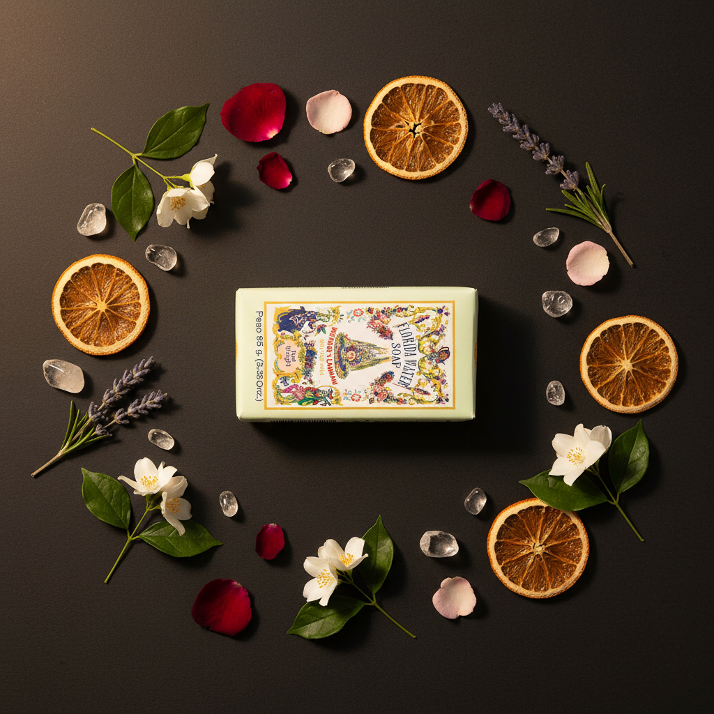 Florida Water Soap Flat Lay