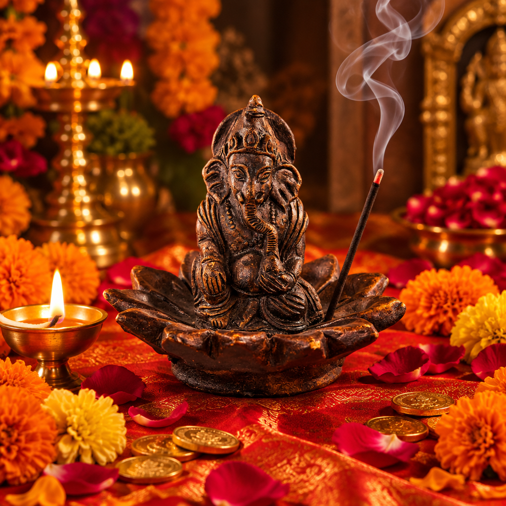 Ganesha Lotus Incense Holder Lifestyle