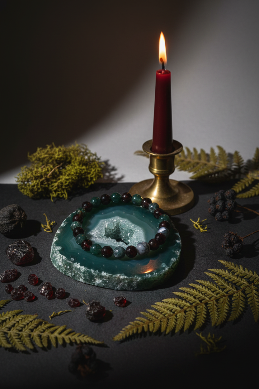 Garnet Moss Agate Bracelet Lifestyle