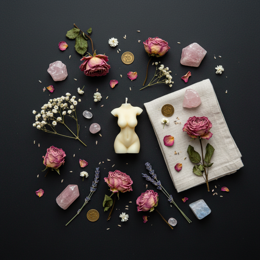 Goddess Body Candle Flat Lay