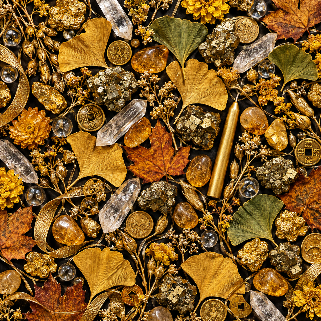 Gold Ginkgo Crystal Sculpture Flat Lay