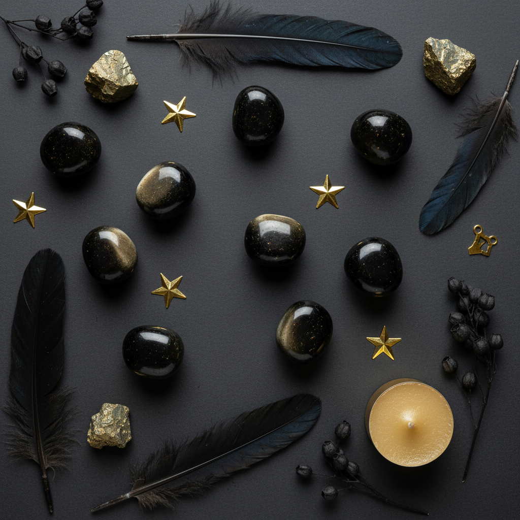 Gold Obsidian Flat Lay