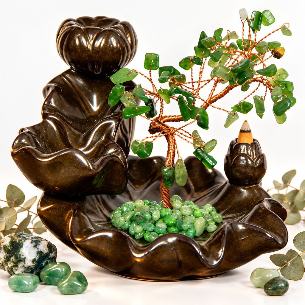 Green Aventurine Crystal Tree Burner Hero