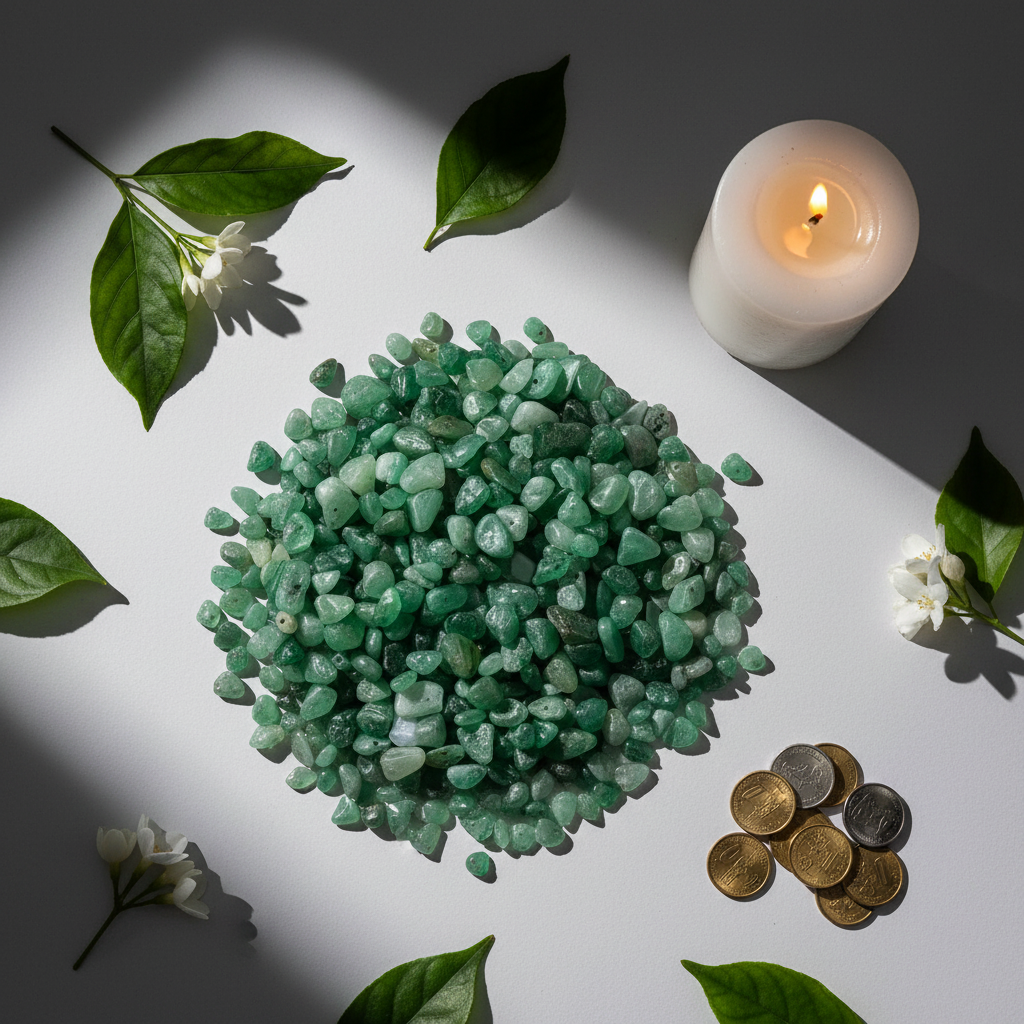 Green Aventurine Flat Lay