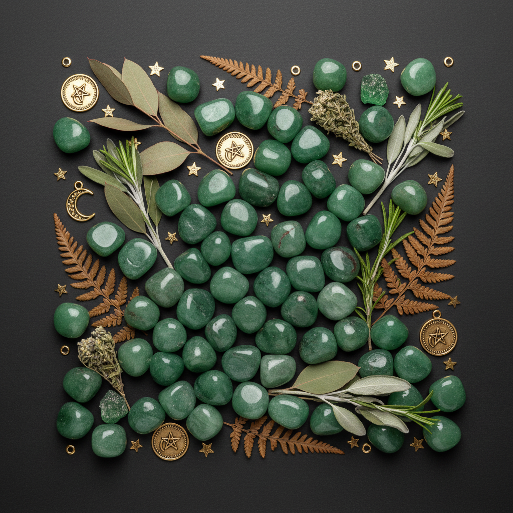 Green Aventurine Flat Lay
