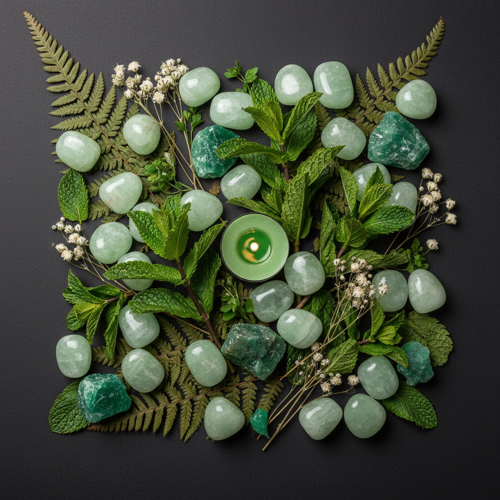 Green Calcite Flat Lay