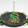 Green dragon Celtic shield incense holder hero