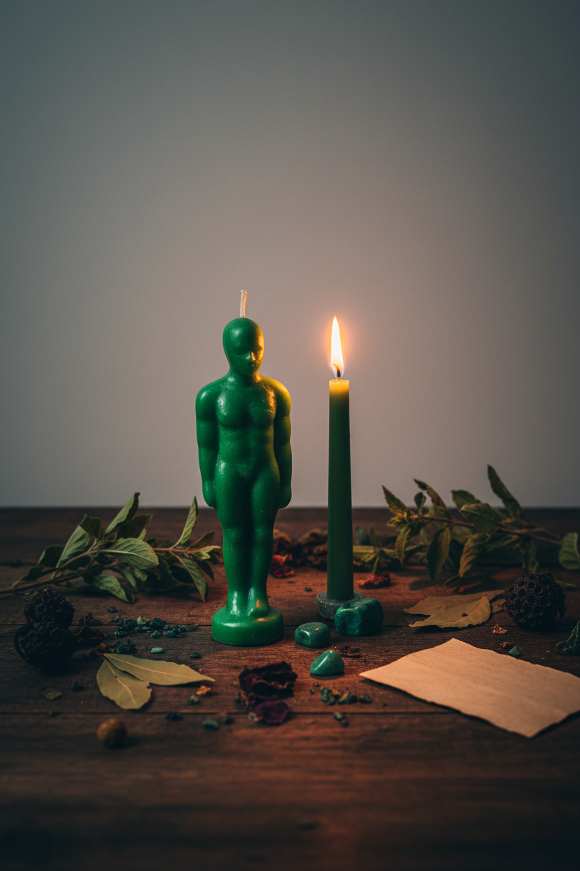 Green Male Figure Candle Lifestyle