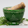 Green triquetra mortar and pestle hero