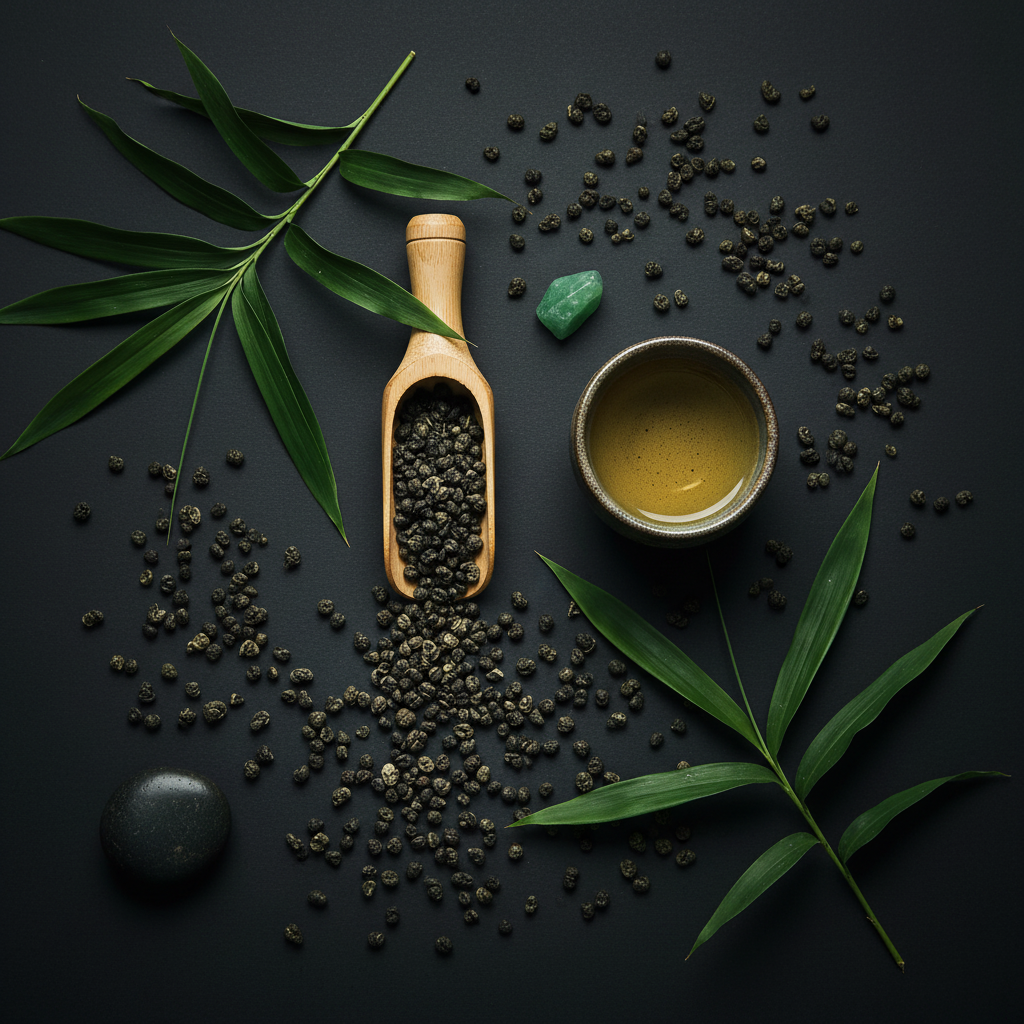 Gunpowder Green Tea Flat Lay