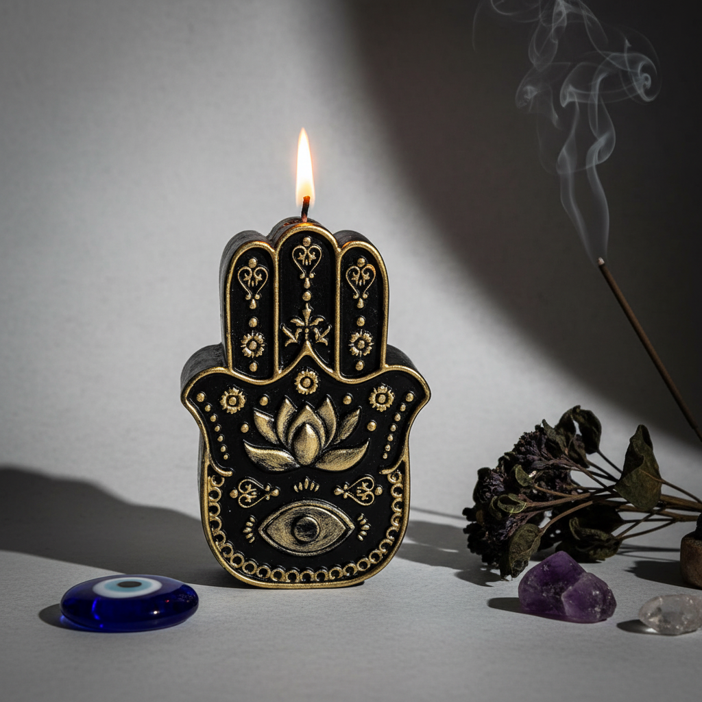 Hamsa Candle Lifestyle Shot