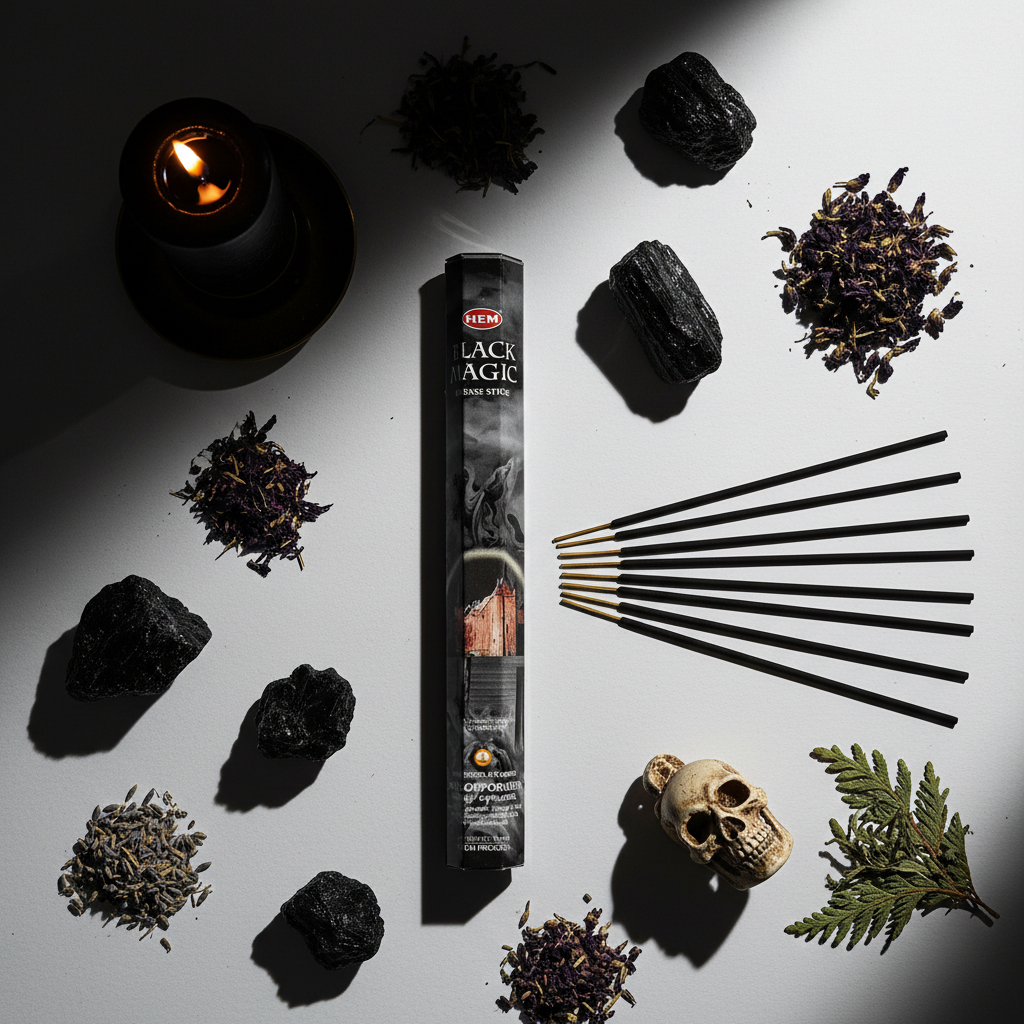 HEM Black Magic Incense Flat Lay