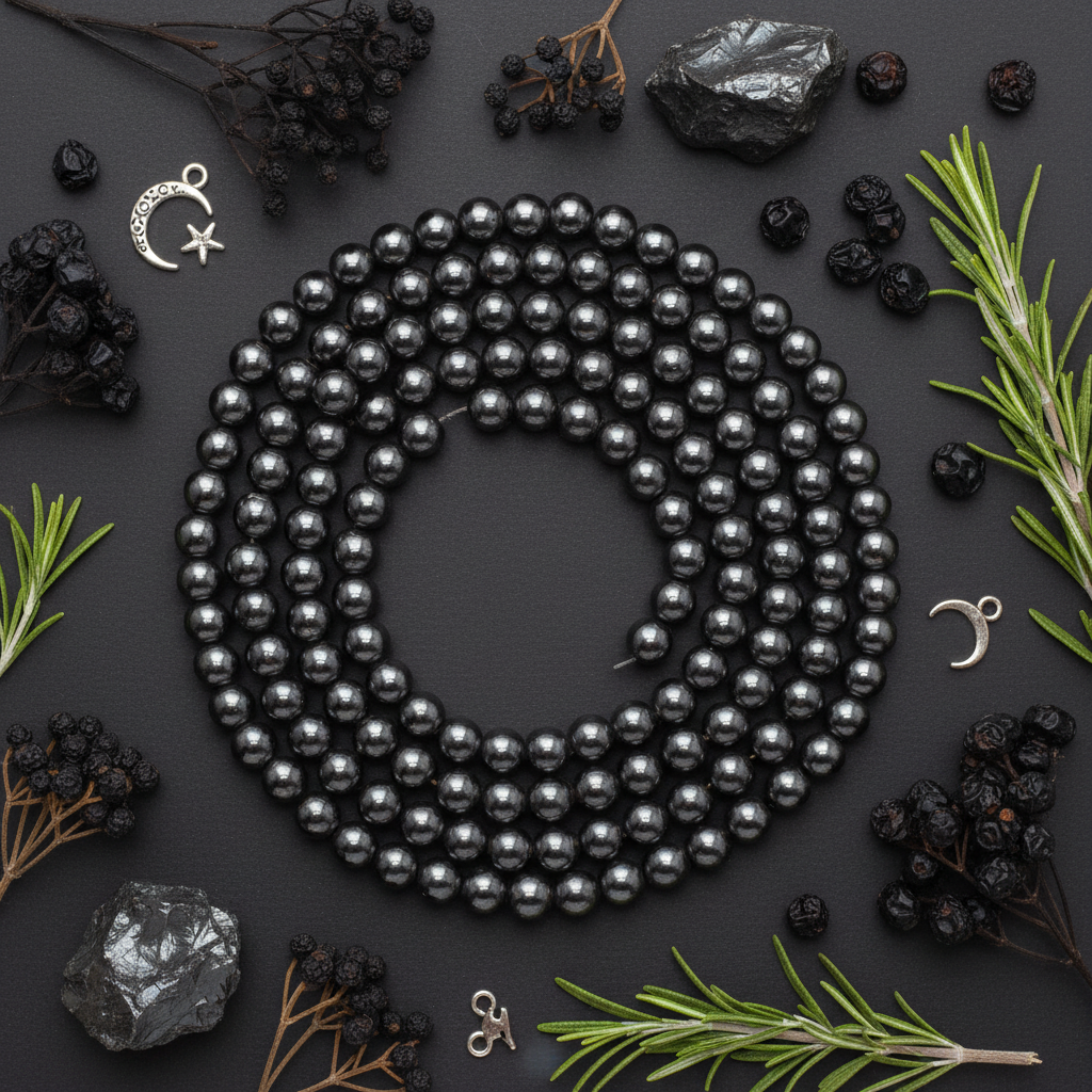 Hematite Beads Flat Lay