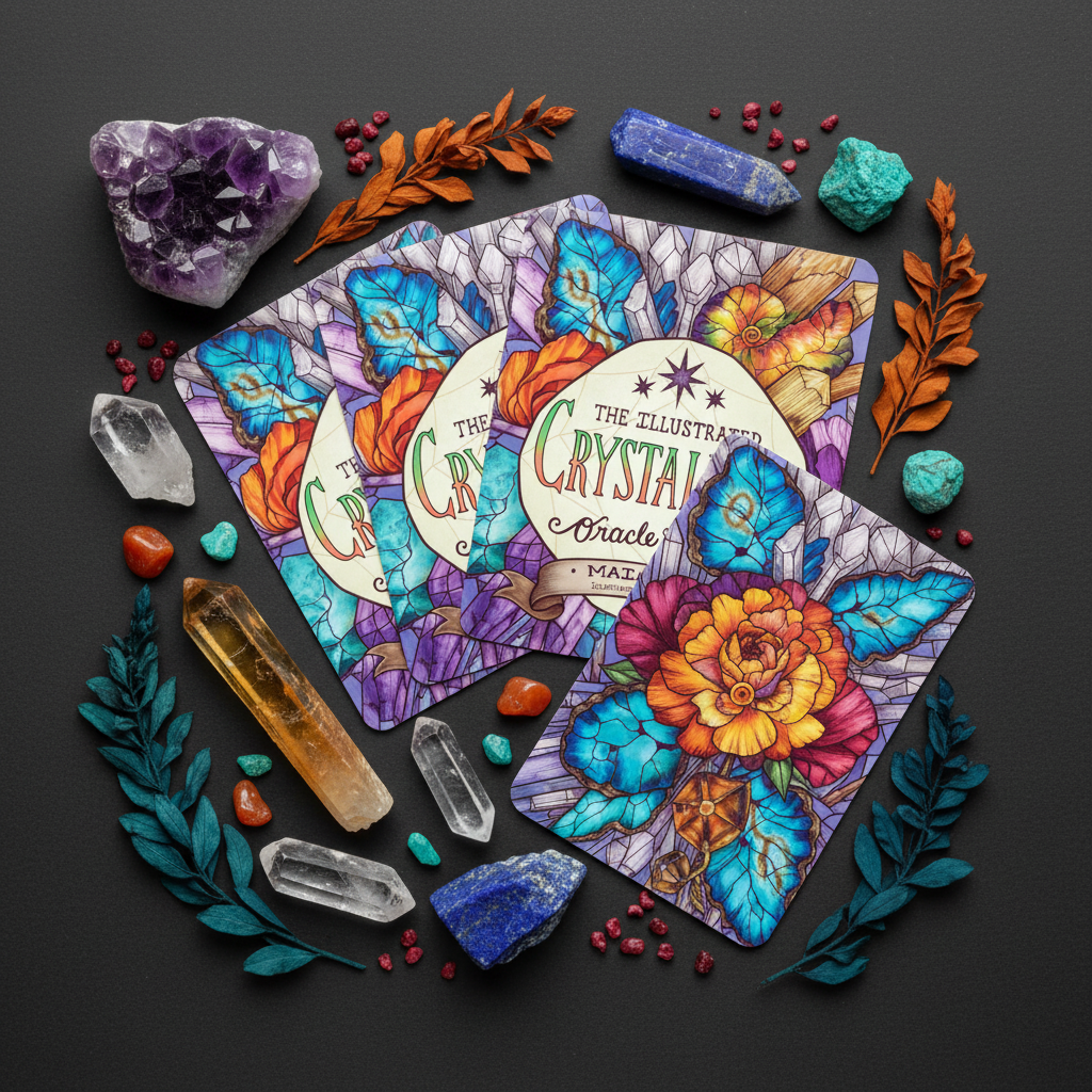 Illustrated Crystallary Oracle Flat Lay