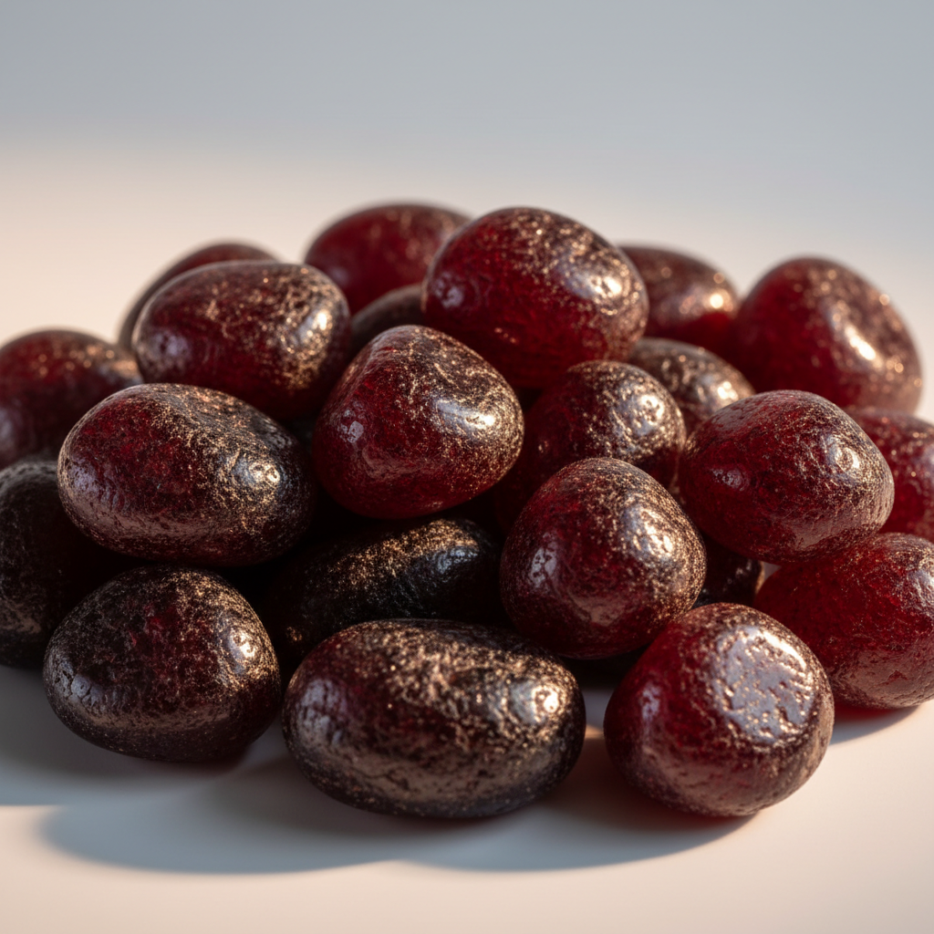 Garnet tumbled stones cluster hero shot with deep red color in candlelight