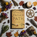To Walk a Pagan Path flat lay top-down with pagan props and candlelight