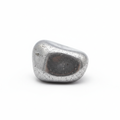 Silver Shungite tumbled stone on white background