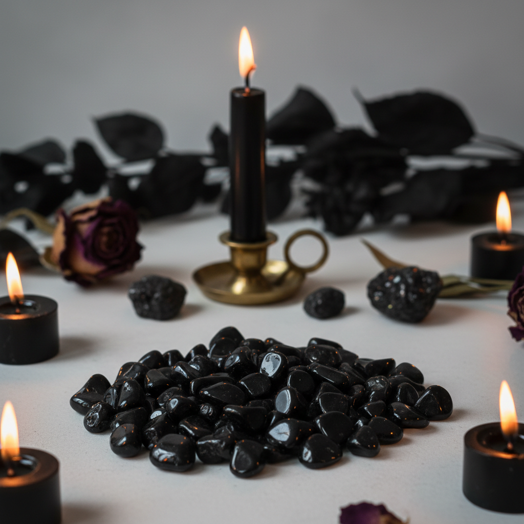 Black Onyx crystal chips cluster hero shot