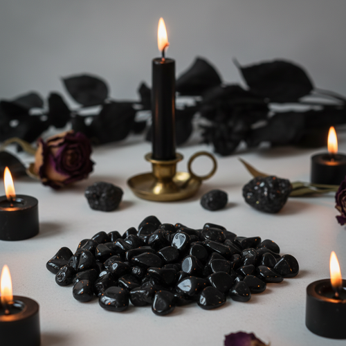 Black Onyx crystal chips cluster hero shot